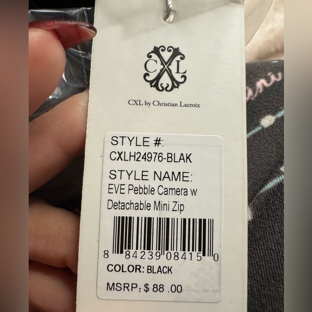 Christian Lacroix Black Crossbody Camera Bag Silver Logo w/ Detachable Mini Zip - Picture 2 of 8